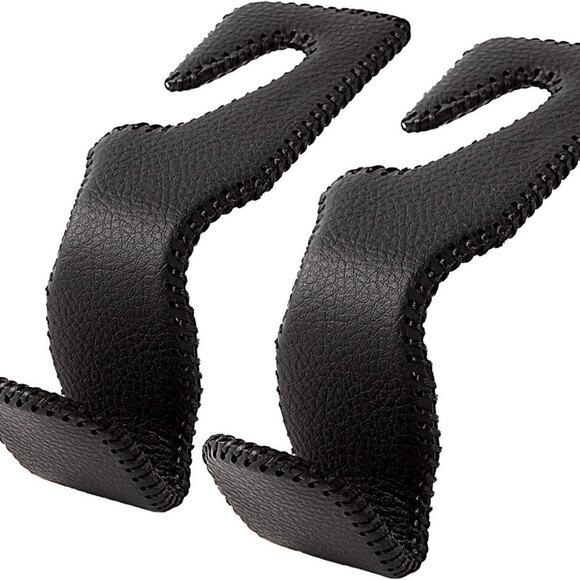 Car Organizer Accessory Leather Headrest Hooks Pack of Two - Picture 1 of 7